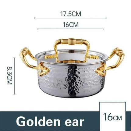 Golden Print Stainless Steel Hot Pot for Single Serving - 16cm Induction Cooker Compatible - Très Elite
