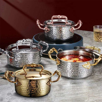 Golden Print Stainless Steel Hot Pot for Single Serving - 16cm Induction Cooker Compatible - Très Elite