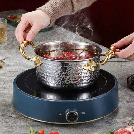 Golden Print Stainless Steel Hot Pot for Single Serving - 16cm Induction Cooker Compatible - Très Elite