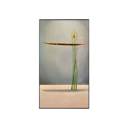 Golden Serenity: Traditional Chinese Boat Landscape Canvas Art for Timeless Home Elegance..