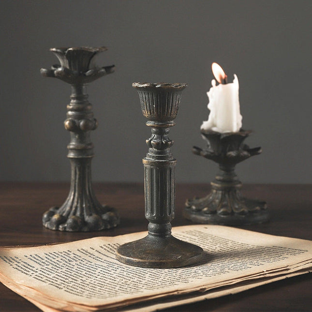 Gothic Charm: Set of Three Exquisite European Candle Holders for Elegant Decor and Memorable Events