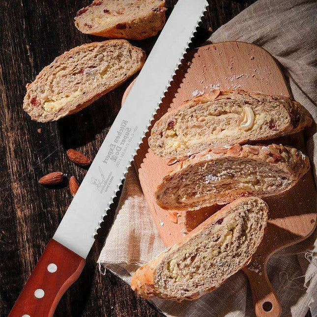 Gourmet Artisan Bread Knife Collection: Elegant Wooden Handle Duo