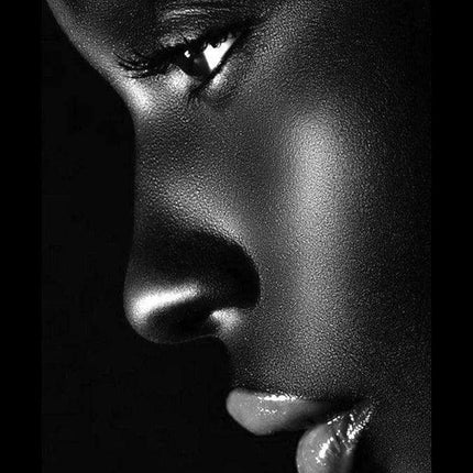 Graceful Elegance: Stunning Oil Painting of an African Woman with Luscious Lips..