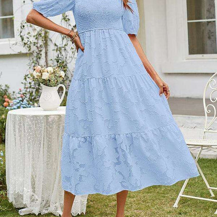 Graceful Jacquard Pleated Chiffon Evening Dress - Women's Elegant Attire - Très Elite