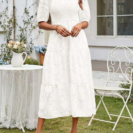 Graceful Jacquard Pleated Chiffon Evening Dress - Women's Elegant Attire - Très Elite