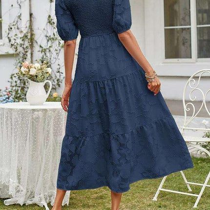 Graceful Jacquard Pleated Chiffon Evening Dress - Women's Elegant Attire - Très Elite