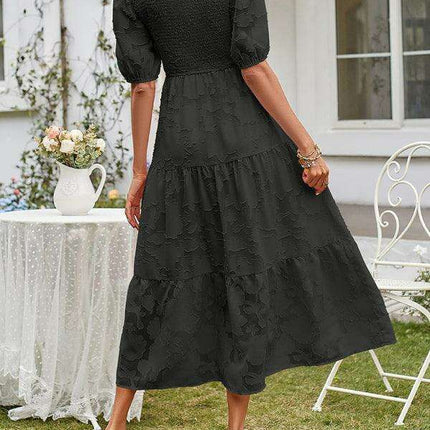 Graceful Jacquard Pleated Chiffon Evening Dress - Women's Elegant Attire - Très Elite