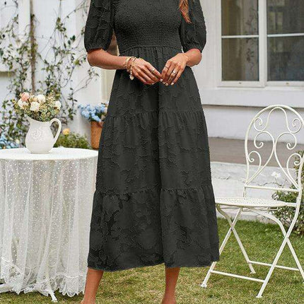 Graceful Jacquard Pleated Chiffon Evening Dress - Women's Elegant Attire - Très Elite