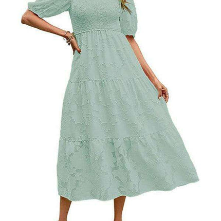 Graceful Jacquard Pleated Chiffon Evening Dress - Women's Elegant Attire - Très Elite