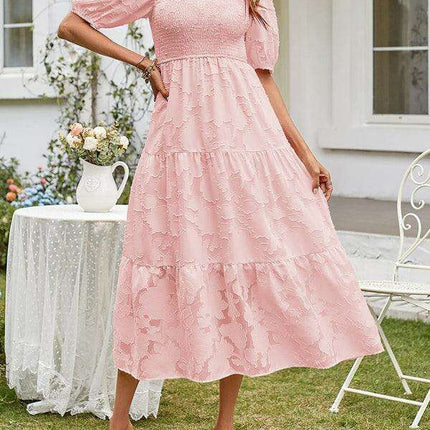 Graceful Jacquard Pleated Chiffon Evening Dress - Women's Elegant Attire - Très Elite