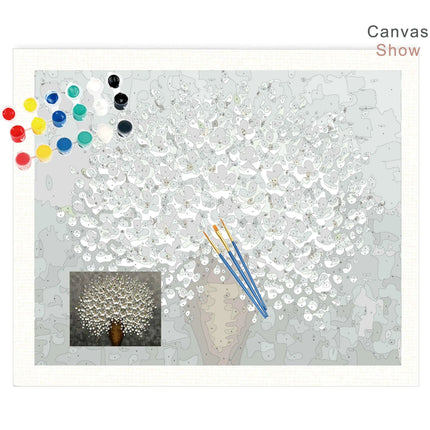 Gray Blossoms Complete Acrylic Art Set for Adults - All-in-One DIY Painting Kit with Canvas, Brushes, and Vibrant Paints - Très Elite