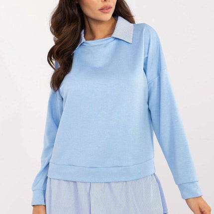 Green Blouse Model 206736 With Striped Hem For Women - Très Elite