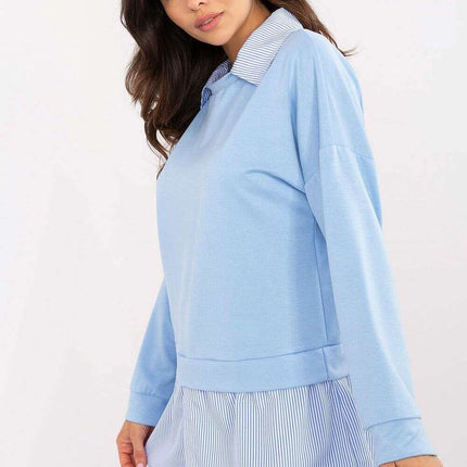 Green Blouse Model 206736 With Striped Hem For Women - Très Elite