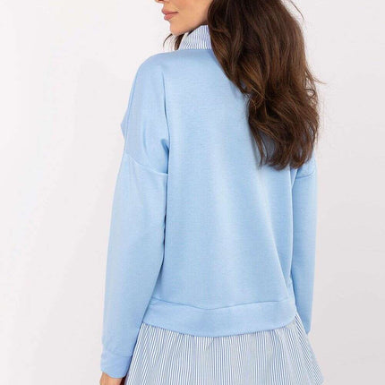 Green Blouse Model 206736 With Striped Hem For Women - Très Elite