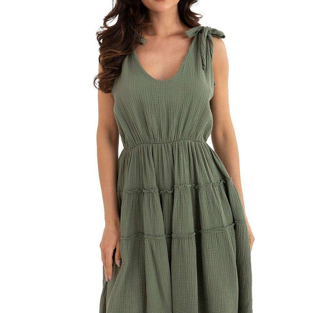 Green Day Dress Model 215204 Lightweight Summer Muslin