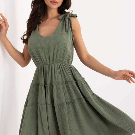 Green Day Dress Model 215204 Lightweight Summer Muslin