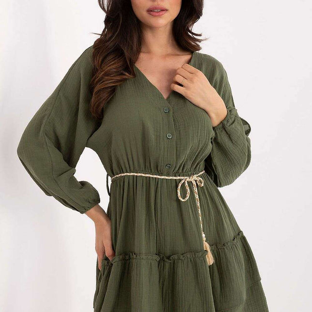 Green Daydress Mini Cotton Boho Sundress 215192 Light