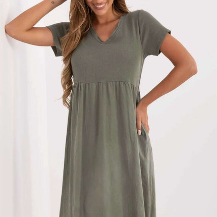 Green Daydress Model 213786 Lightweight Flared Dress - Très Elite
