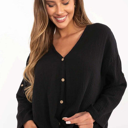 Green Elegant Muslin Cotton Shirt for Women Model 211445 - Très Elite