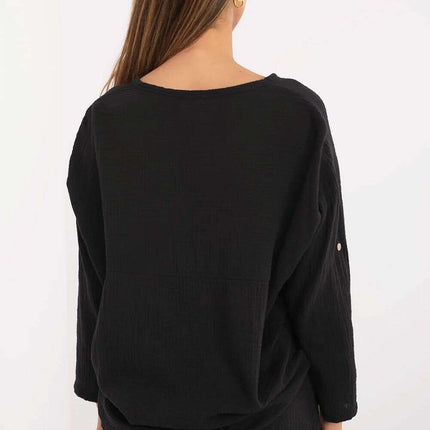 Green Elegant Muslin Cotton Shirt for Women Model 211445 - Très Elite
