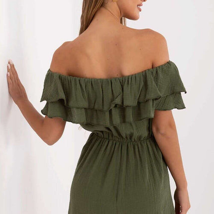 Green Muslin Jumpsuit Model 213851 Lightweight Summer - Très Elite