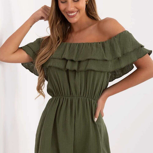 Green Muslin Jumpsuit Model 213851 Lightweight Summer