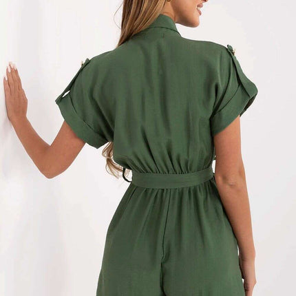 Green Short Jumpsuit Model 213853 Viscose Nylon Blend - Très Elite