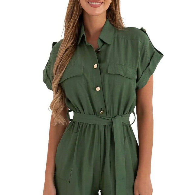 Green Short Jumpsuit Model 213853 Viscose Nylon Blend