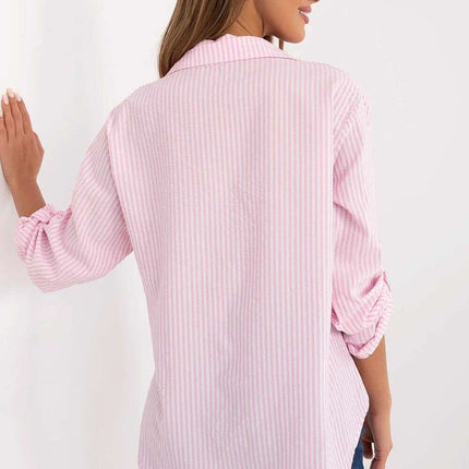 Green Striped Long Sleeve Shirt Women Model 210014 Everyday - Très Elite