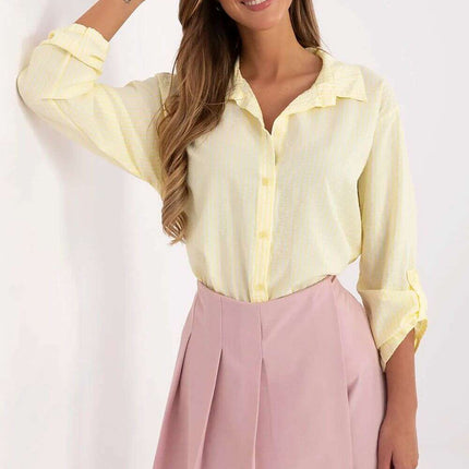 Green Striped Long Sleeve Shirt Women Model 210014 Everyday - Très Elite