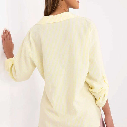 Green Striped Long Sleeve Shirt Women Model 210014 Everyday - Très Elite