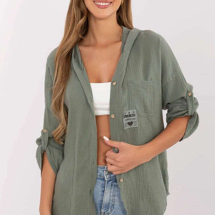 Green Womens Shirt Model 213252 Airy Muslin Cotton - Très Elite
