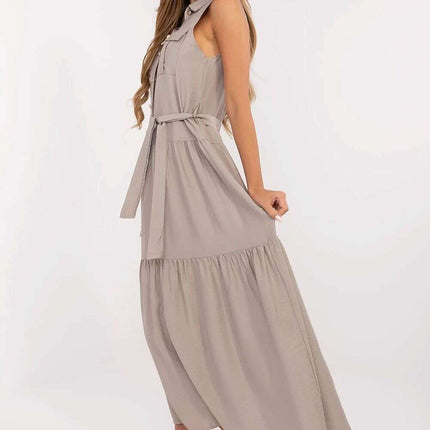 Grey Daydress Maxi Model 214033 With Classic Collar - Très Elite