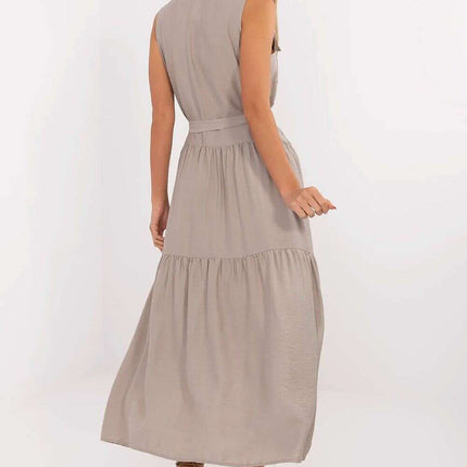 Grey Daydress Maxi Model 214033 With Classic Collar - Très Elite