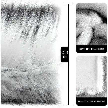 Grey Faux Fur Wolf Throw Blanket - Elegant Oversized Animal Print Plush Blanket - Très Elite