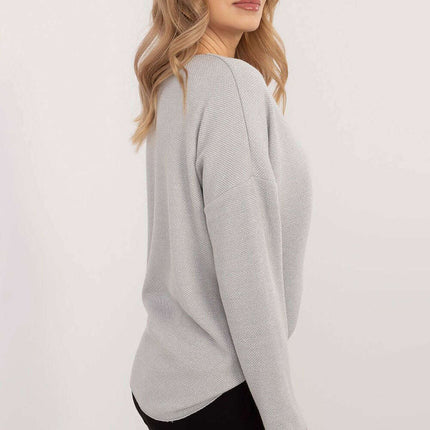 Grey Jumper 202836 Viscose Elastane Knit With Shiny Thread - Très Elite