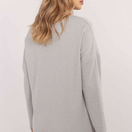 Grey Jumper 202836 Viscose Elastane Knit With Shiny Thread - Très Elite