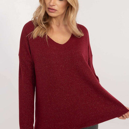 Grey Jumper 202836 Viscose Elastane Knit With Shiny Thread - Très Elite