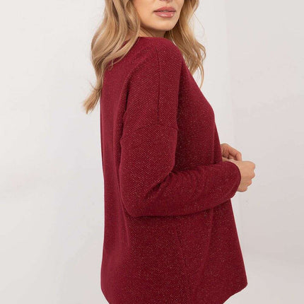 Grey Jumper 202836 Viscose Elastane Knit With Shiny Thread - Très Elite