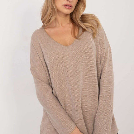 Grey Jumper 202836 Viscose Elastane Knit With Shiny Thread - Très Elite