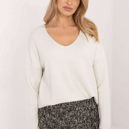 Grey Jumper 202836 Viscose Elastane Knit With Shiny Thread - Très Elite