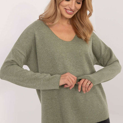 Grey Jumper 202836 Viscose Elastane Knit With Shiny Thread - Très Elite
