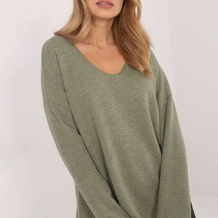 Grey Jumper 202836 Viscose Elastane Knit With Shiny Thread - Très Elite