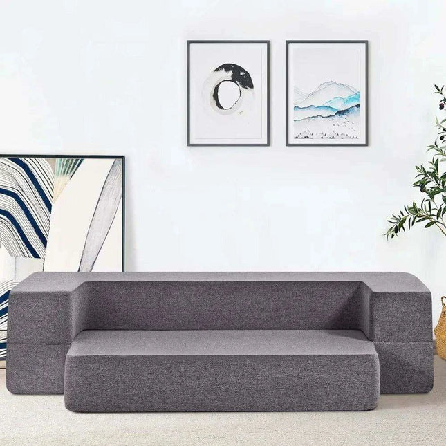 Grey Linen Memory Foam Convertible Sofa Bed: Twin Size Armchair Sleeper