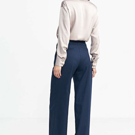 Grey Womens Relaxed Fit Pleated Casual Wide Leg Trousers - Très Elite