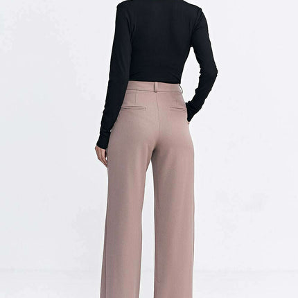 Grey Womens Relaxed Fit Pleated Casual Wide Leg Trousers - Très Elite