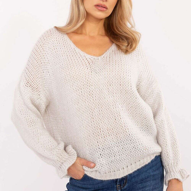 Grey Wool Blend Jumper 204369 for Office and Everyday - Très Elite