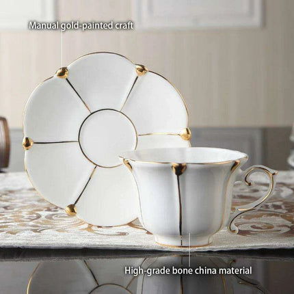 Regal Elegance Gold Pearl Bone China Tea and Coffee Set - Sophisticated Collection for Luxurious Teatime