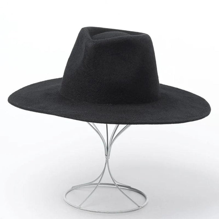 Chic Wide Brim Wool Felt Porkpie Fedora - Unisex Crushable Winter Hat for Formal Events, Parties, and Jazz Nights