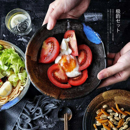 Exquisite Japanese-Inspired Ceramic Tableware Set - Frosted Bowls and Plates for Upscale Dining